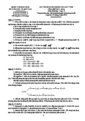 Đề thi học sinh giỏi Hóa học lớp 12 - Năm học 2015-2016 - Sở GD & ĐT Bắc Ninh